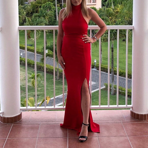 missguided red dress maxi